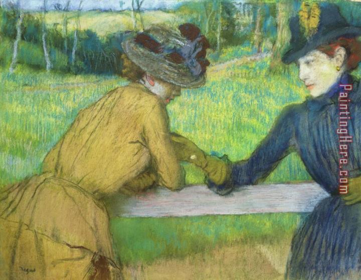 Edgar Degas Two women leaning on a gate